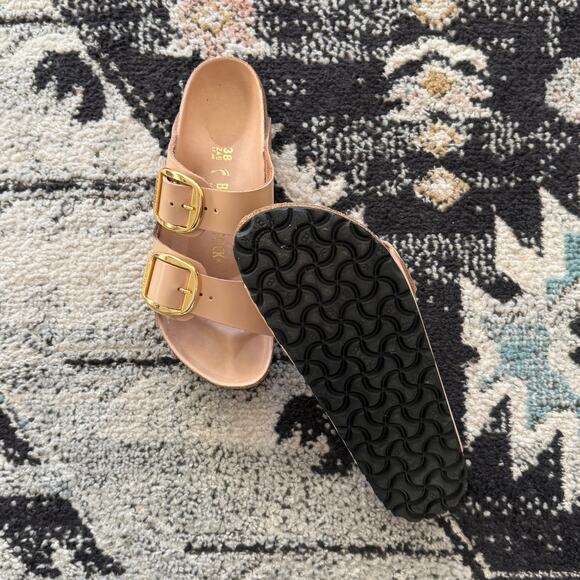 Birkenstock Arizona Big Buckle High Shine Sandals New Beige - Picture 5 of 5